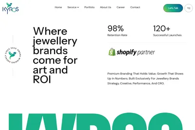 Screenshot of the Kyros Solution homepage