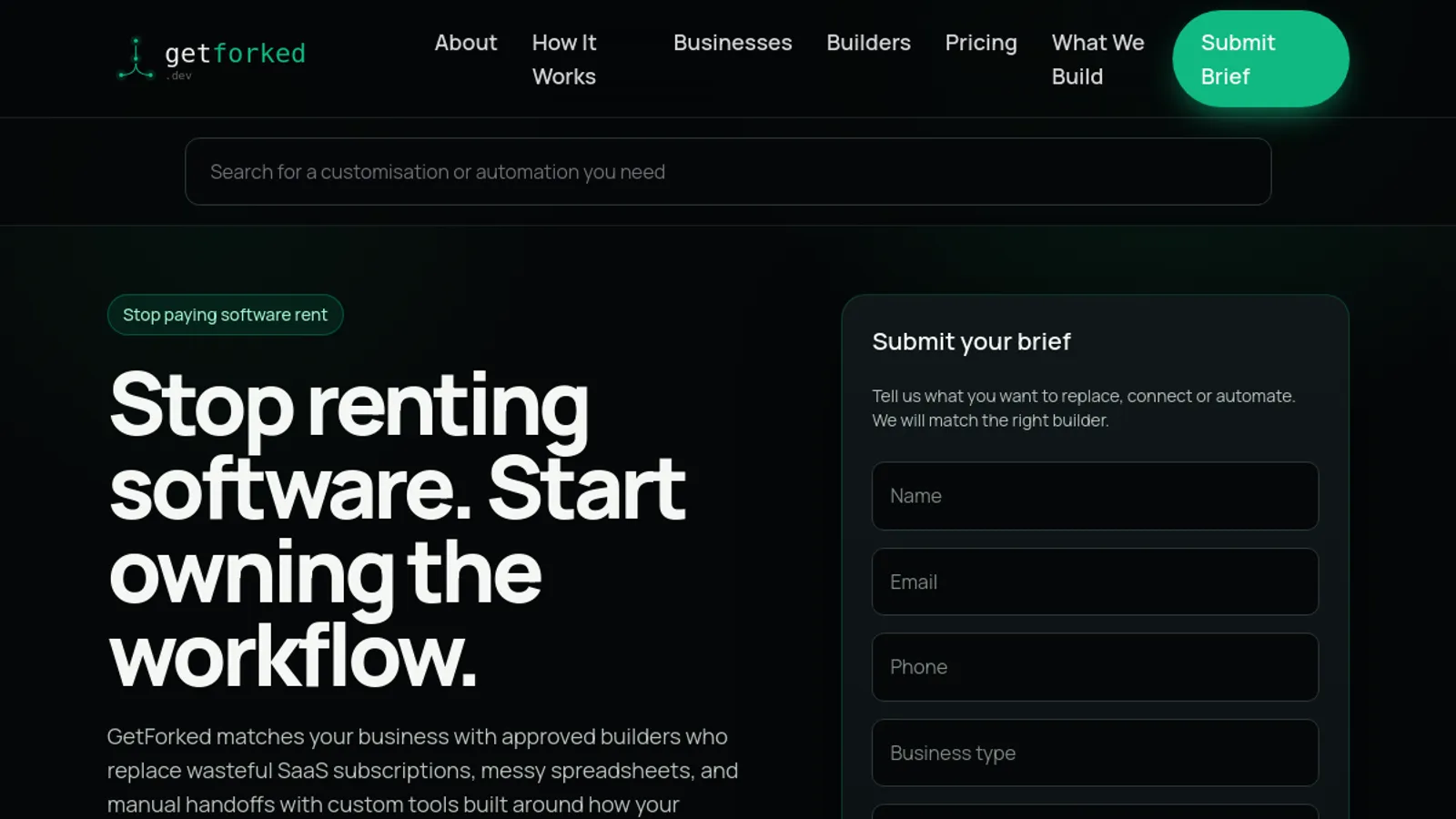 Screenshot of the Optizenapp homepage