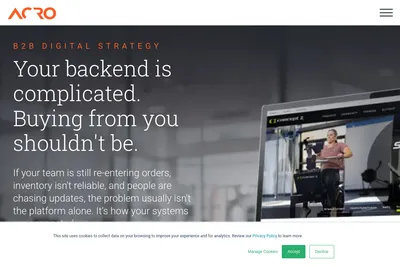 Screenshot of the Acro Commerce homepage