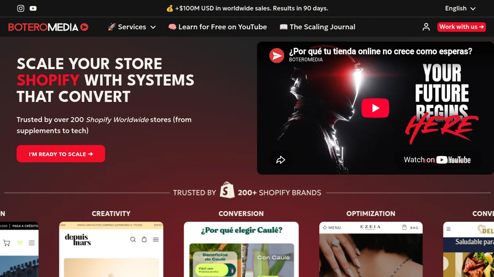 Screenshot of the BOTEROMEDIA homepage
