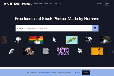 Screenshot of the The Noun Project homepage