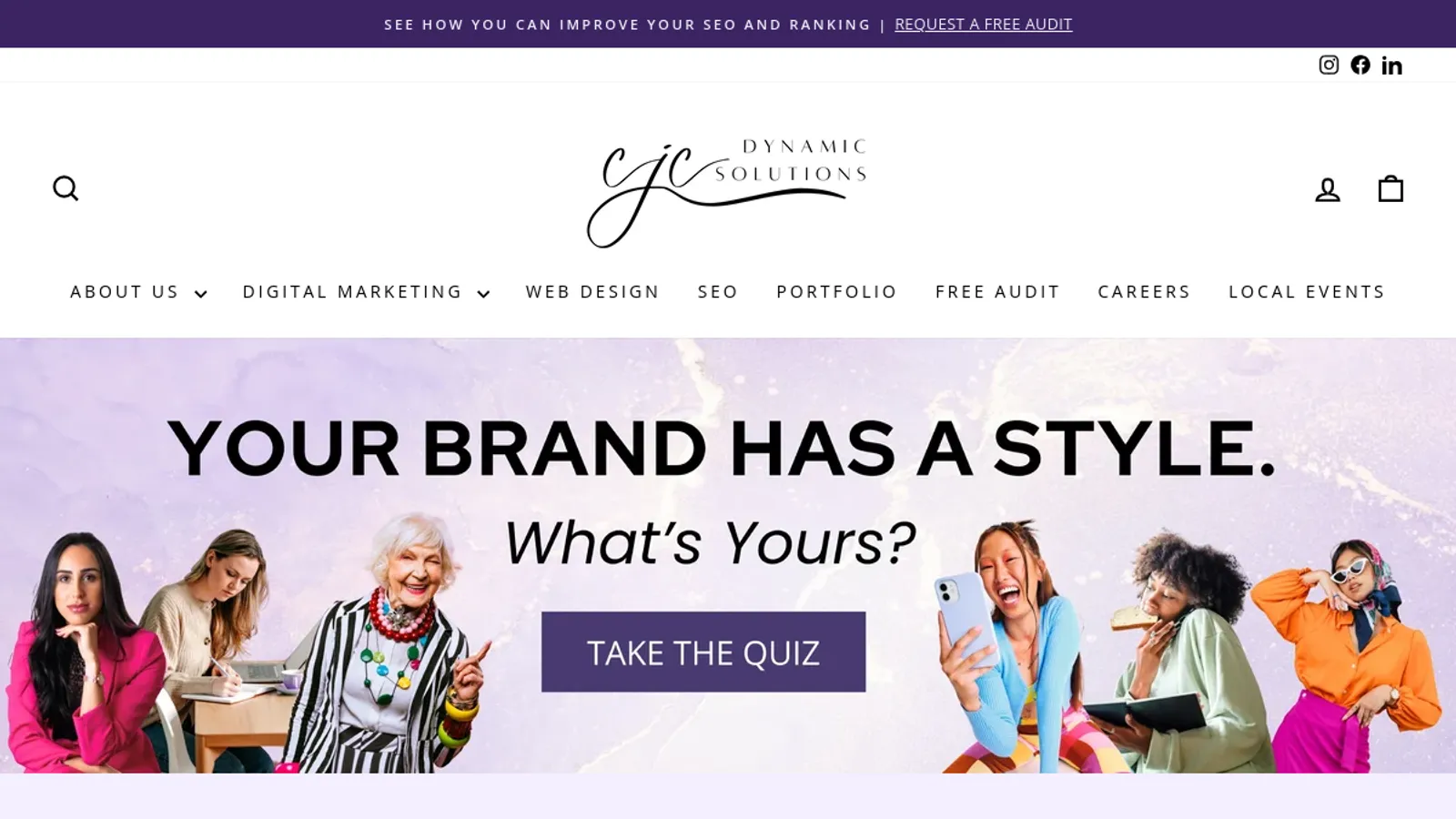 Screenshot of the CJC Dynamic Solutions homepage