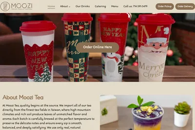 Moozi Tea Bar website homepage