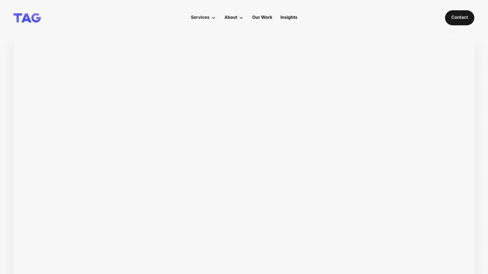 Screenshot of the TAG homepage