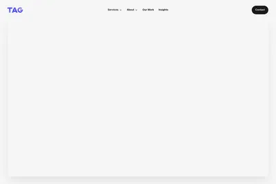 Screenshot of the TAG homepage