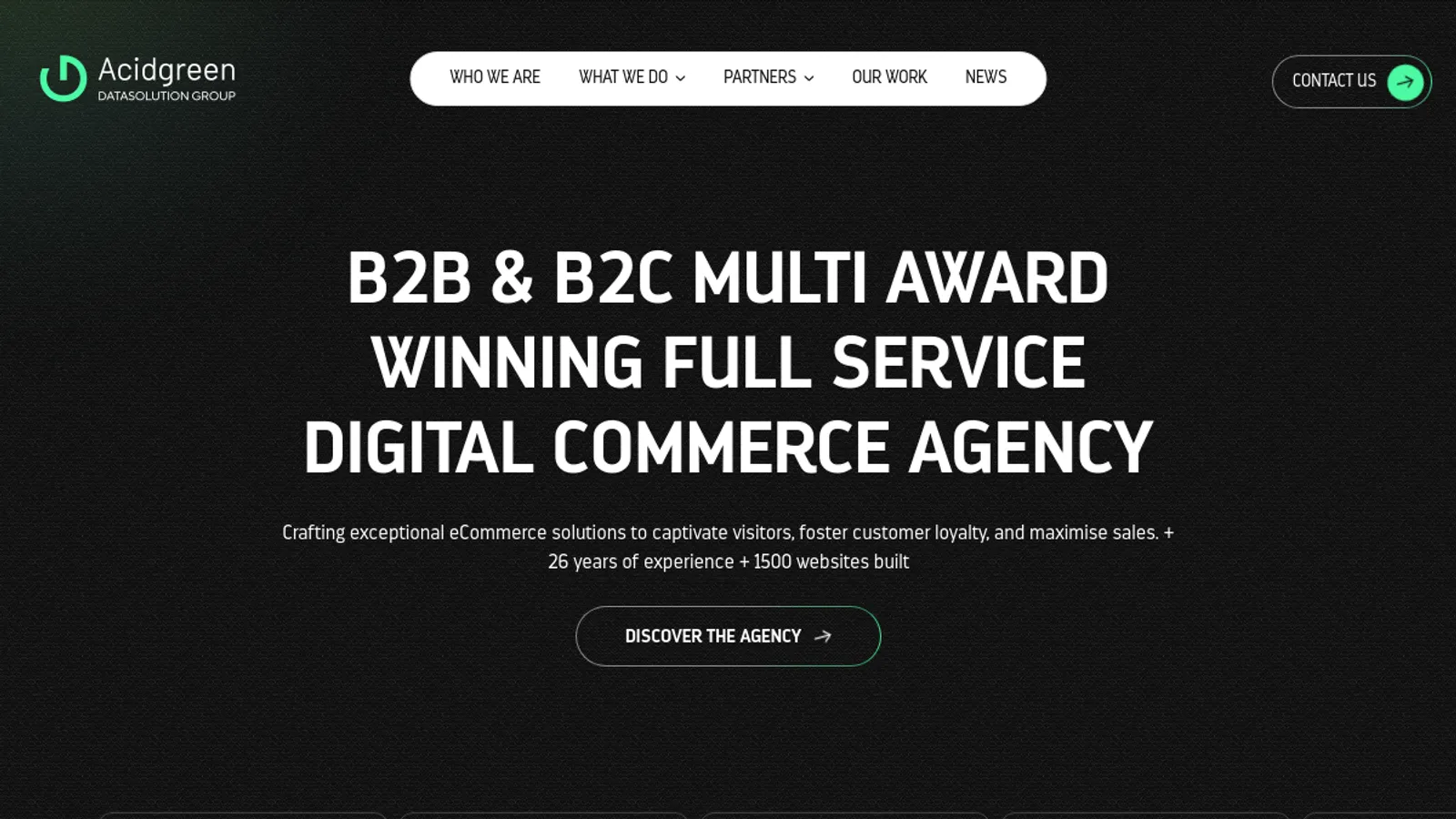 Screenshot of the Acidgreen homepage