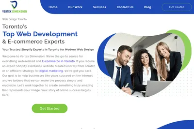 Screenshot of the Vertex Dimension homepage