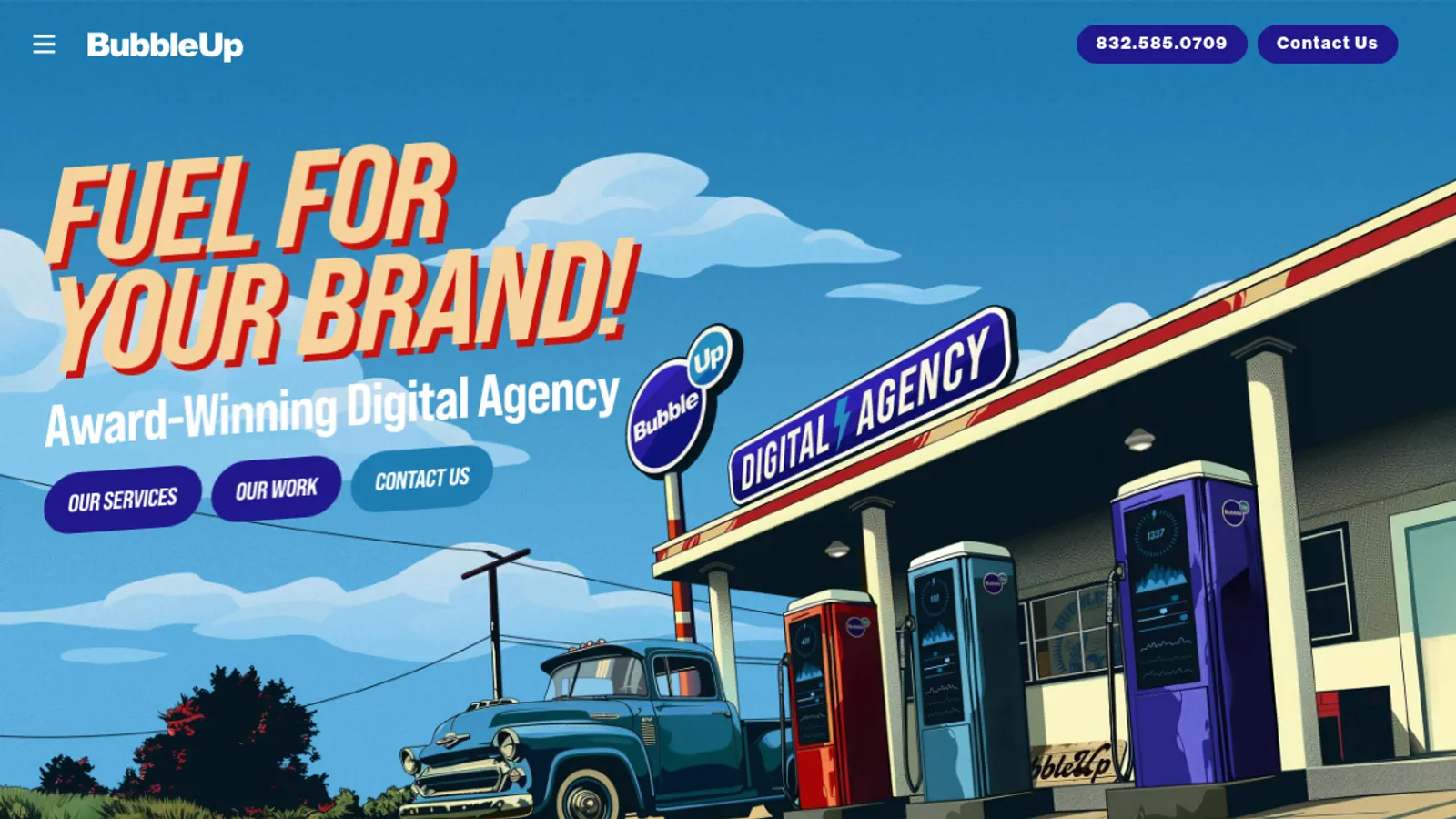 Screenshot of the BubbleUp homepage