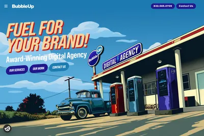 Screenshot of the BubbleUp homepage