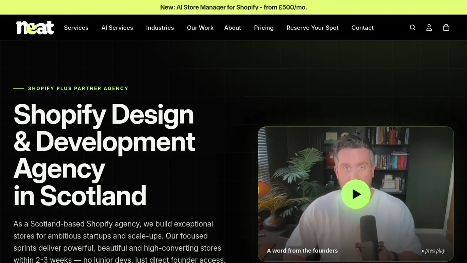 Screenshot of the Neat Digital homepage