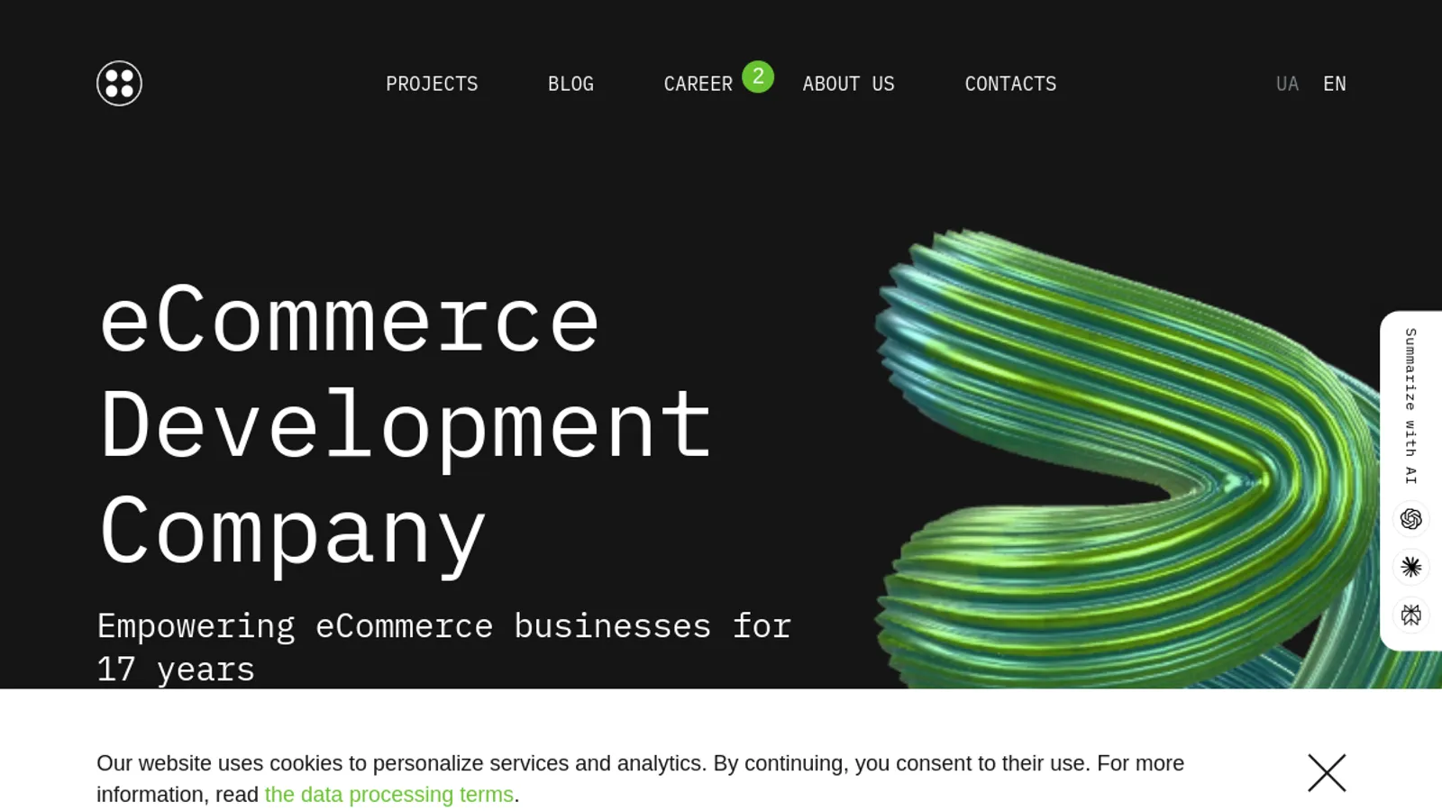 Screenshot of the Web-Systems Solutions homepage