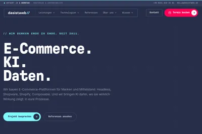 Screenshot of the dasistweb GmbH homepage