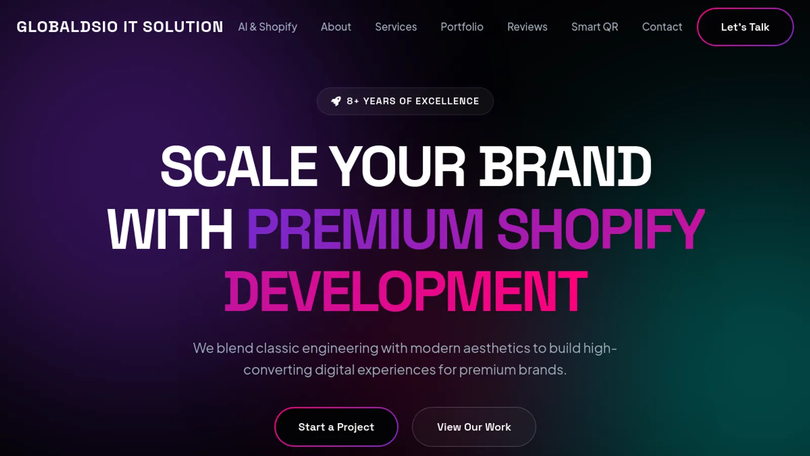 Screenshot of the GLOBALDSIO IT SOLUTION homepage