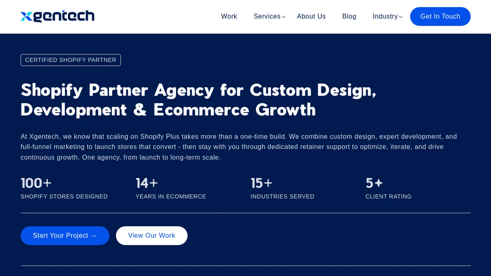Screenshot of the XgenTech homepage