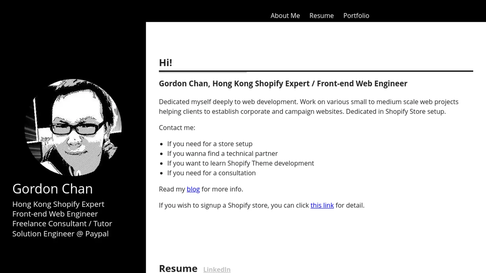 Screenshot of the Gordon-Chan.net homepage