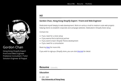 Screenshot of the Gordon-Chan.net homepage