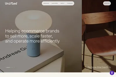 Screenshot of the Unified homepage