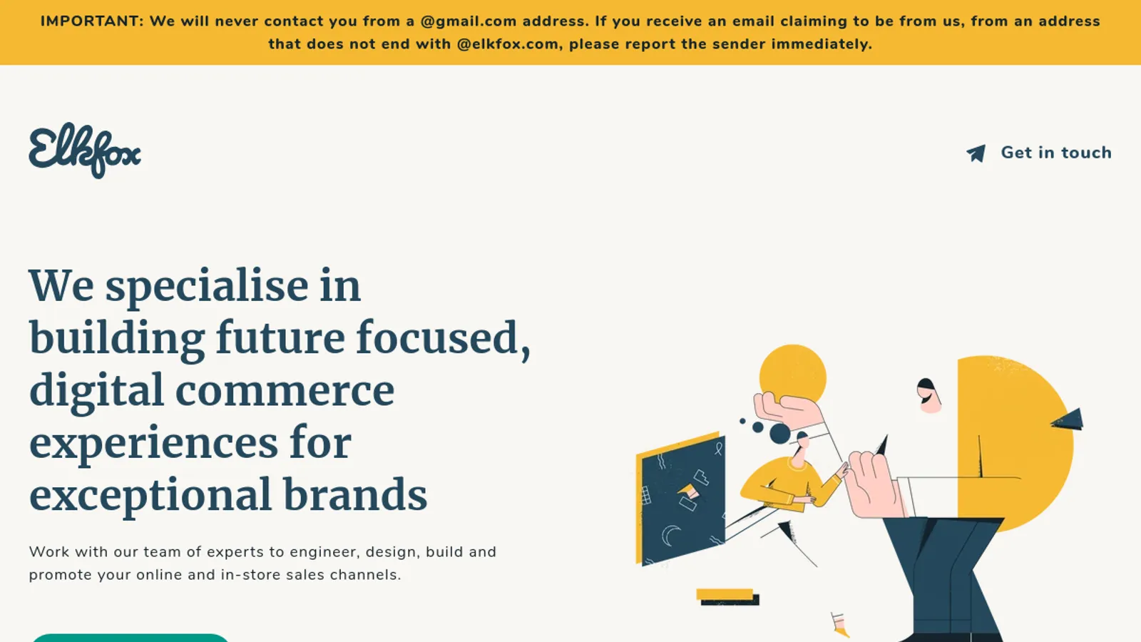 Screenshot of the Elkfox homepage