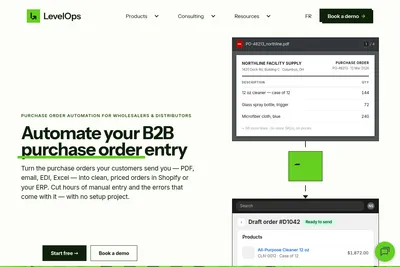 Screenshot of the LevelOps homepage