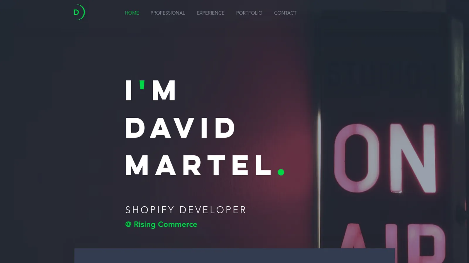 Screenshot of the Rising Commerce homepage
