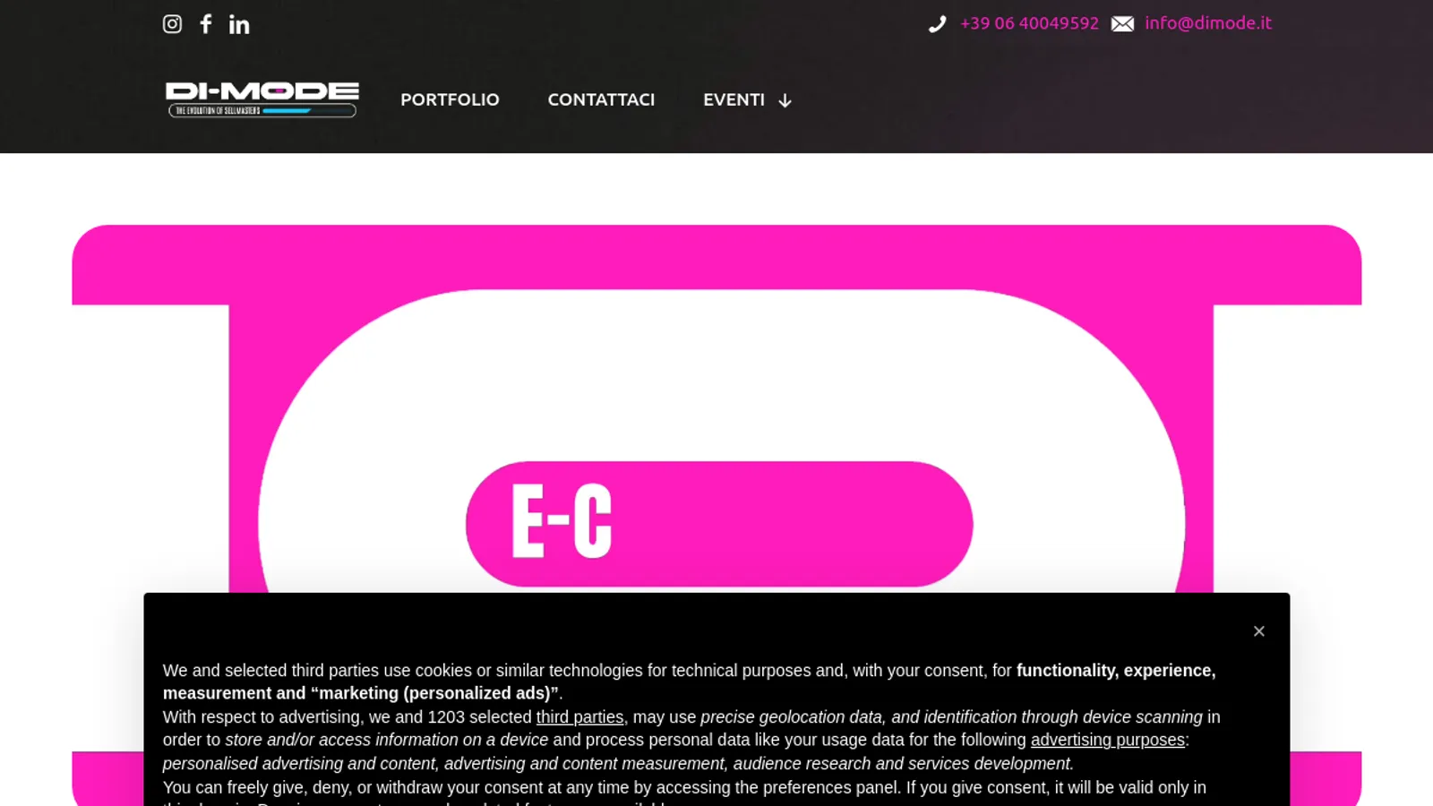 Screenshot of the Di-Mode homepage