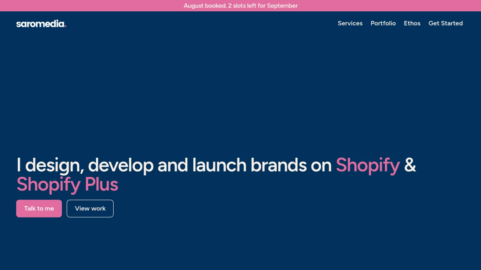 Screenshot of the Saro Media homepage