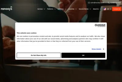 Screenshot of the Ranosys homepage
