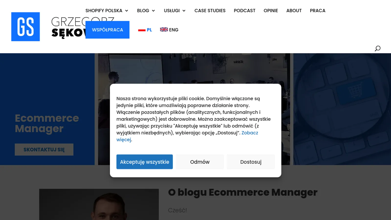 Screenshot of the eCommerce Consulting Grzegorz Sękowski homepage
