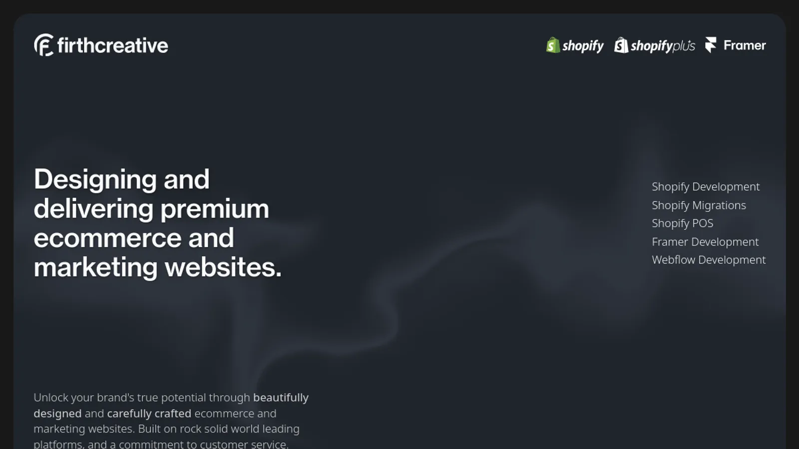 Screenshot of the Firth Creative homepage