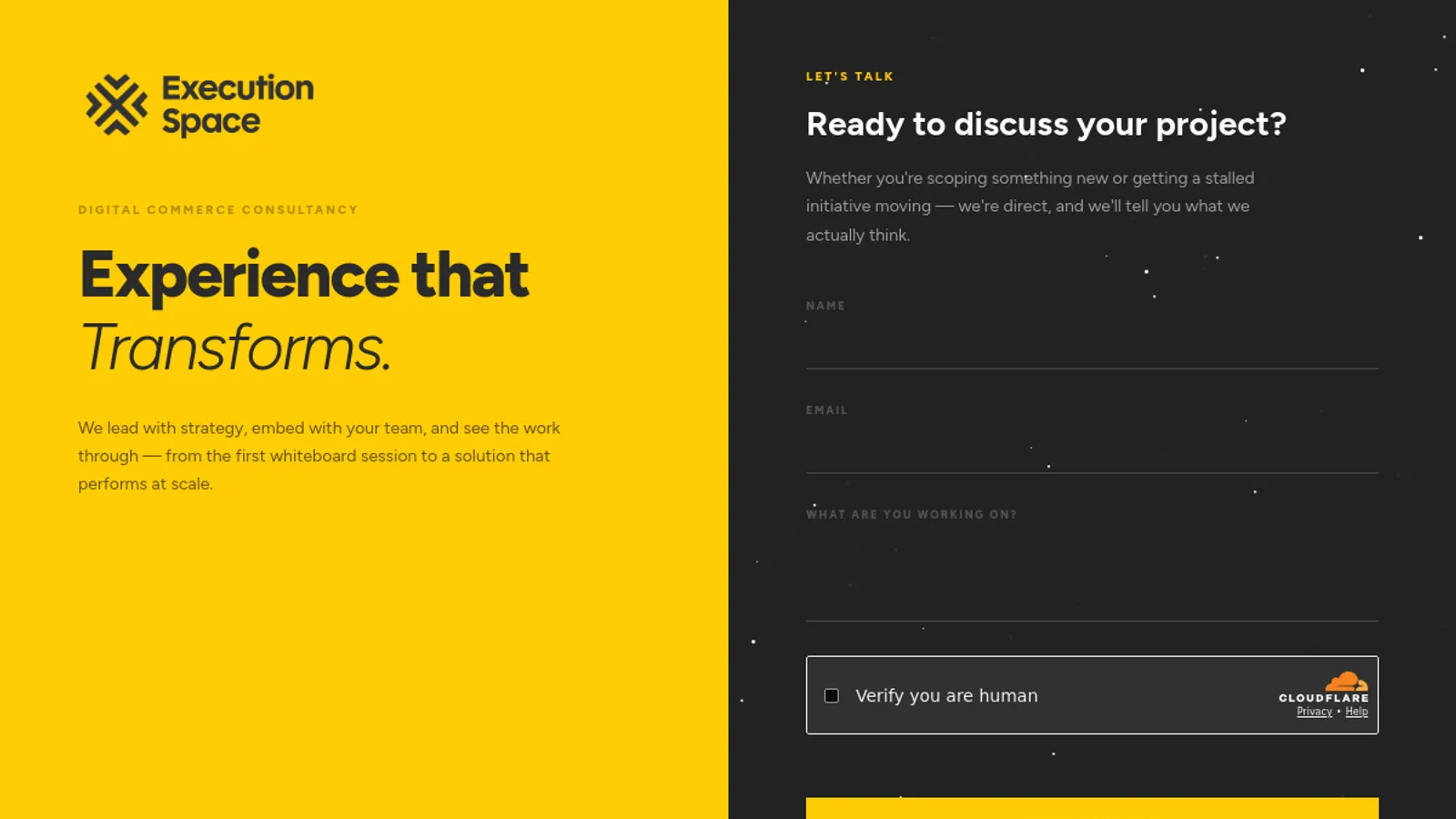 Screenshot of the Execution Space homepage
