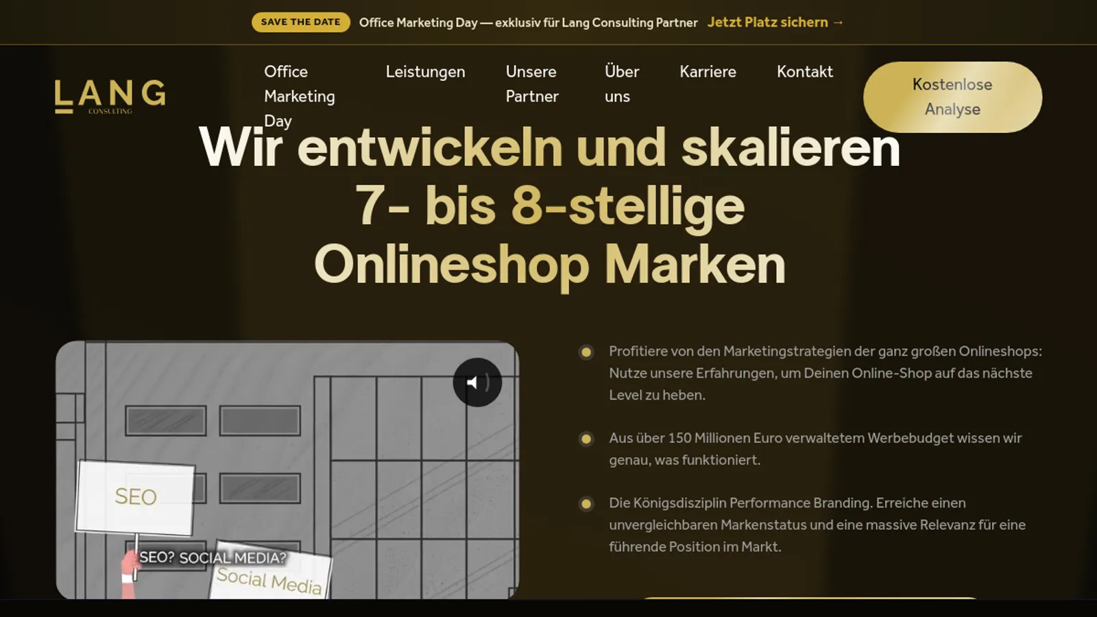 Screenshot of the Lang Consulting GmbH homepage
