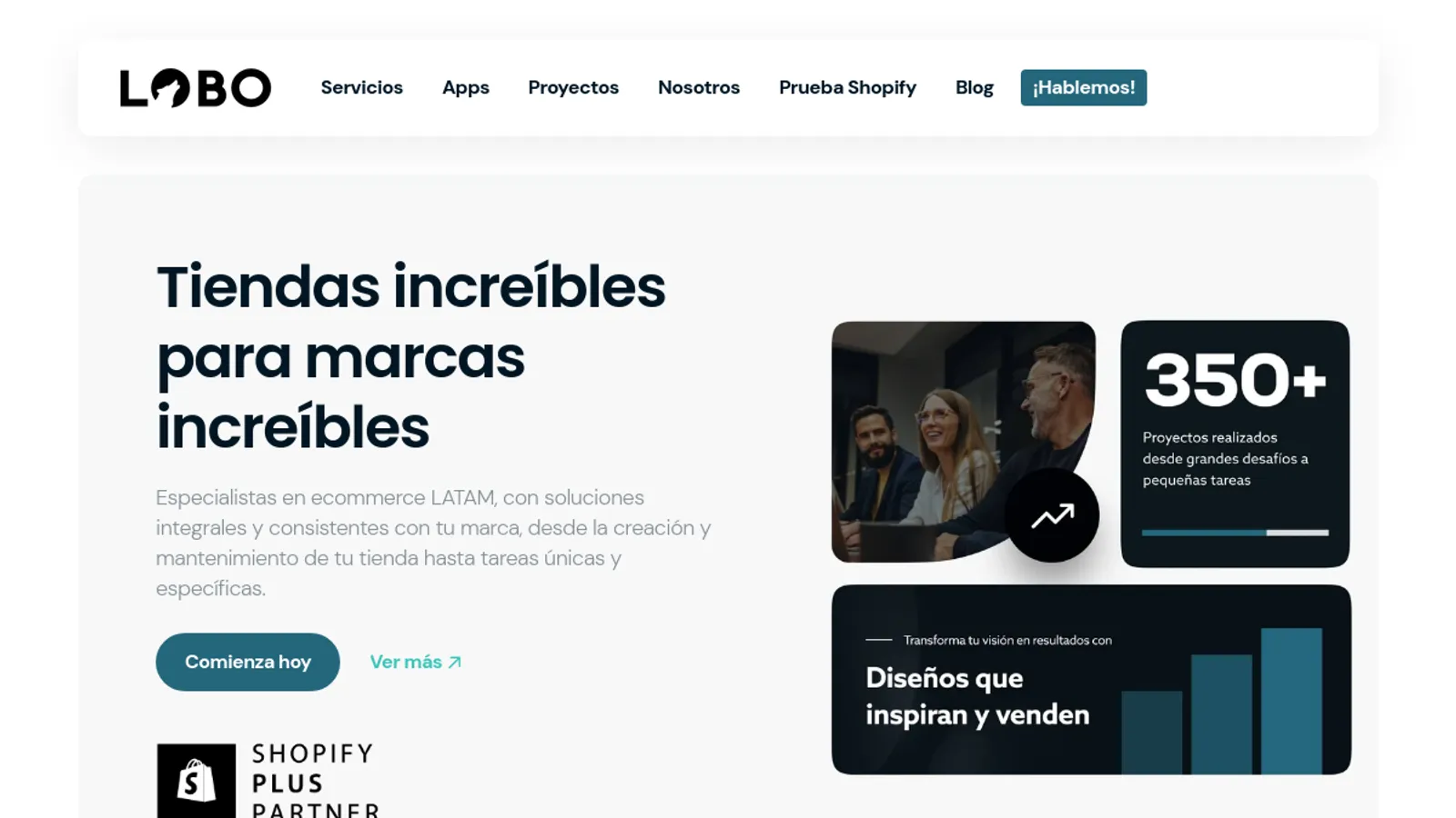 Screenshot of the Lobo Creaciones homepage