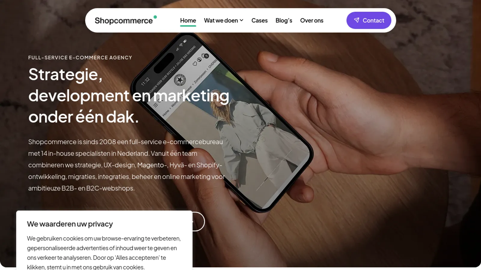 Screenshot of the Shopcommerce BV homepage
