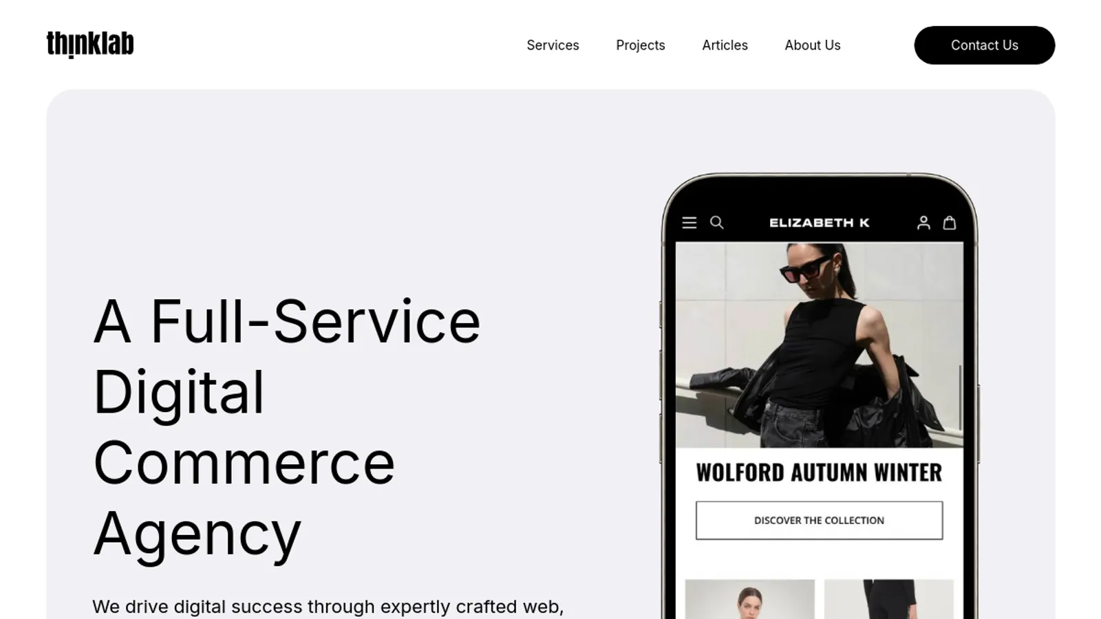 Screenshot of the ThinkLab homepage
