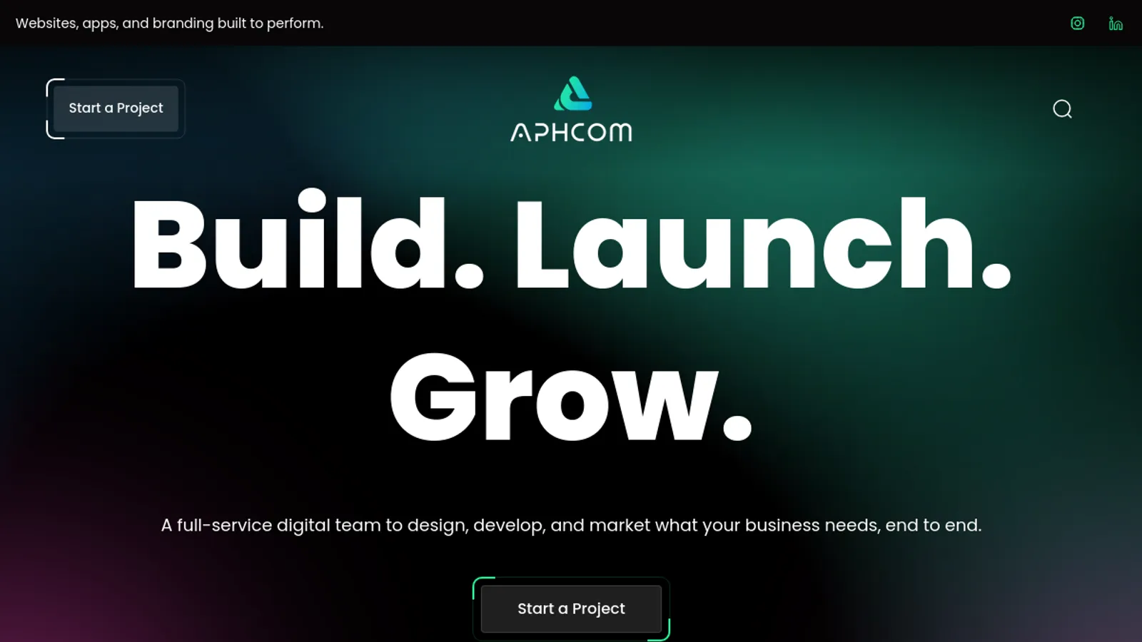 Screenshot of the AphCom homepage