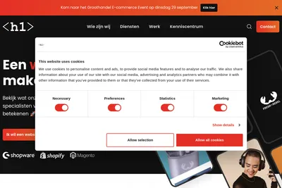 Screenshot of the H1 homepage