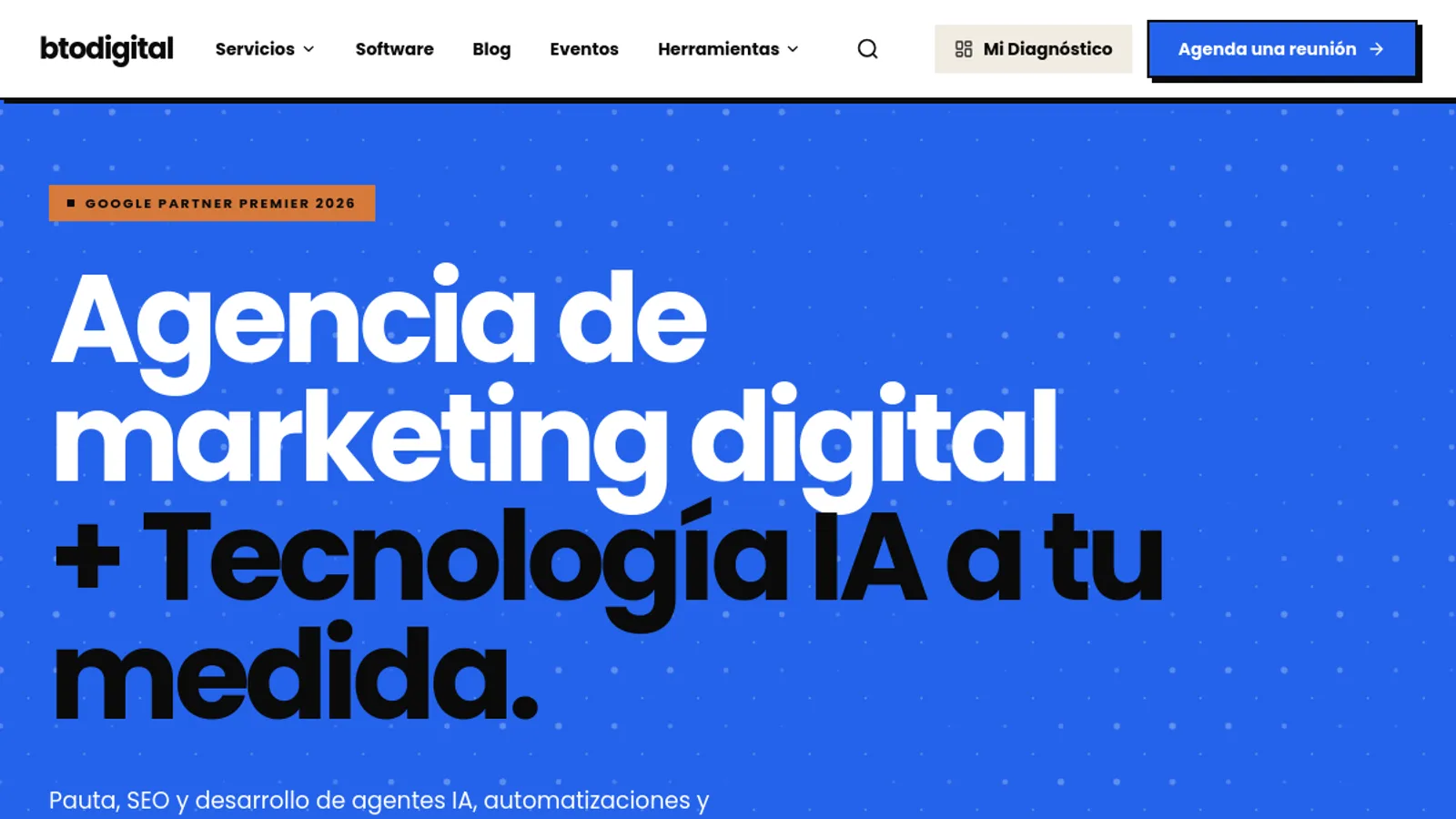 Screenshot of the btodigital homepage
