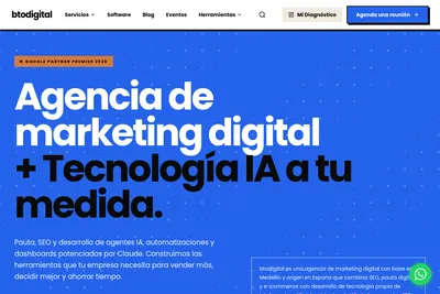 Screenshot of the btodigital homepage