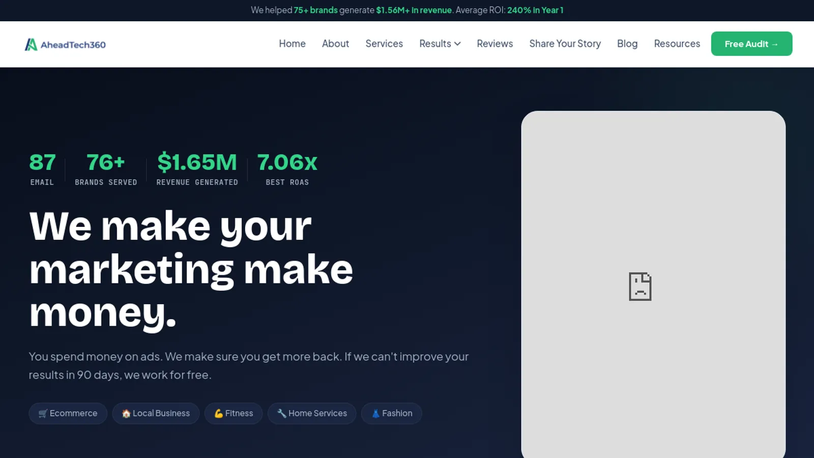 Screenshot of the AheadTech360 homepage