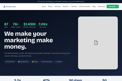 Screenshot of the AheadTech360 homepage