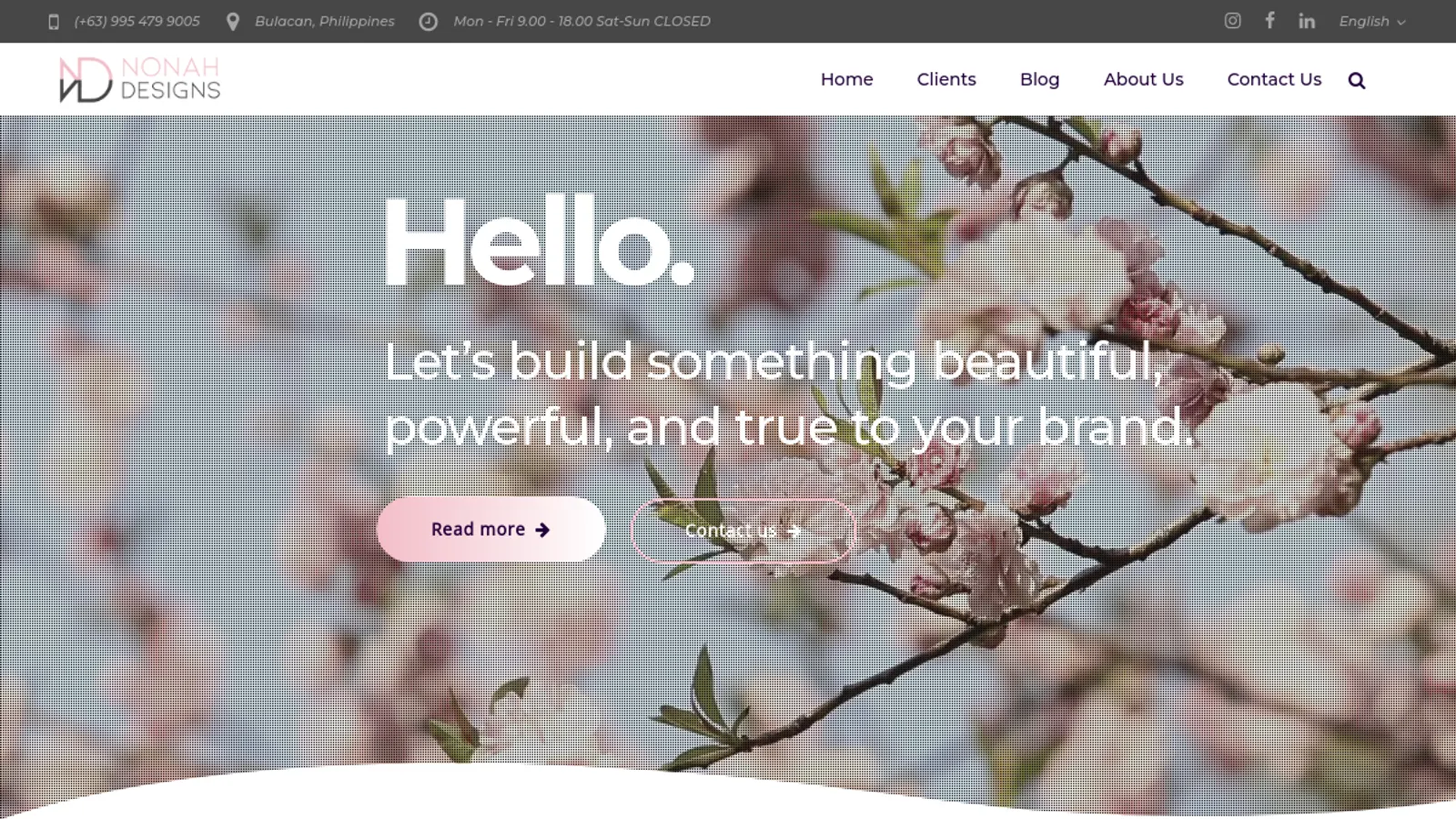 Screenshot of the Nonah Designs Web Design Services homepage