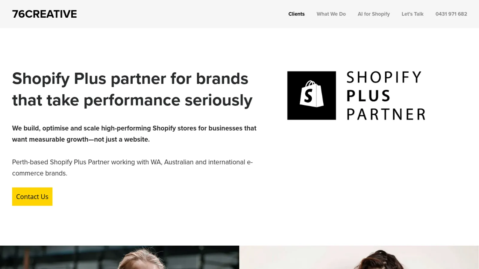 Screenshot of the 76CREATIVE homepage