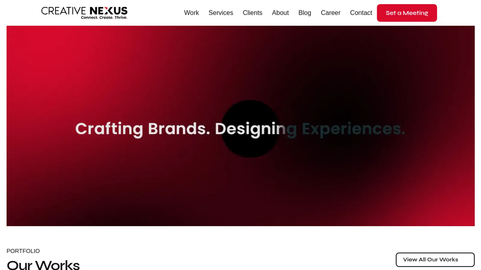 Screenshot of the Creative Nexus homepage