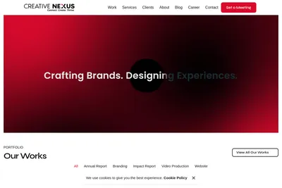 Screenshot of the Creative Nexus homepage