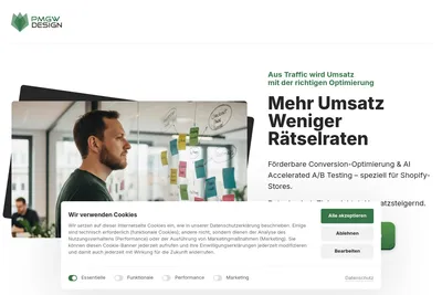 Screenshot of the PMGW Design homepage