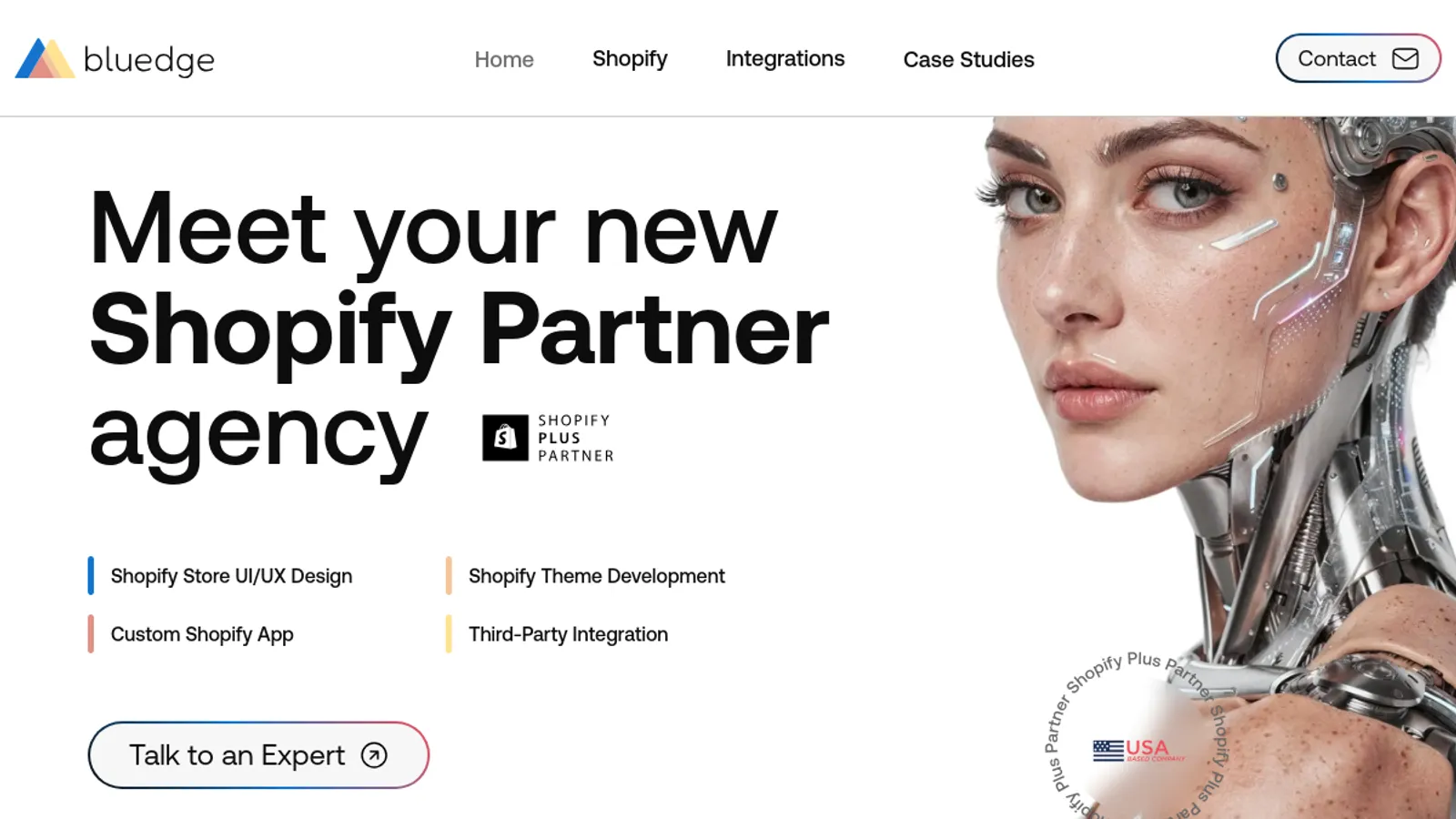 Screenshot of the Bluedge USA homepage