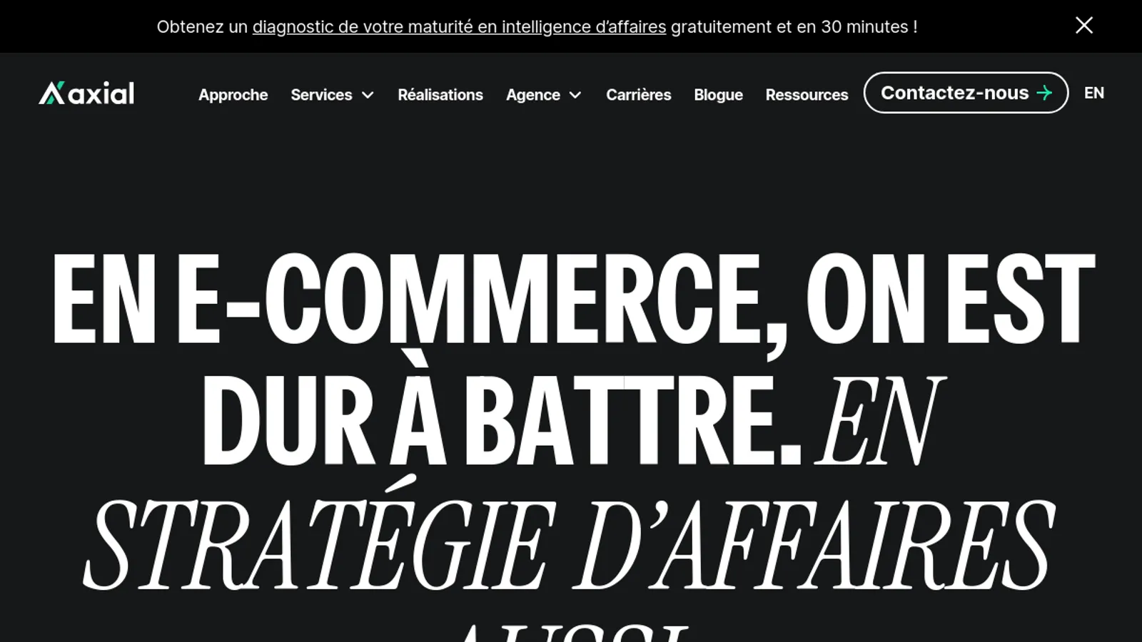 Screenshot of the Axial homepage