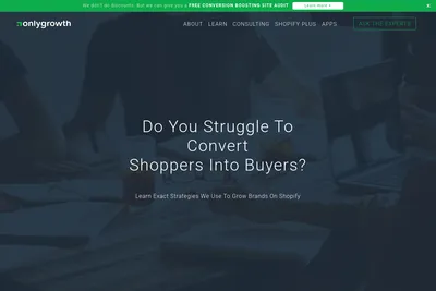 Screenshot of the Only Growth homepage
