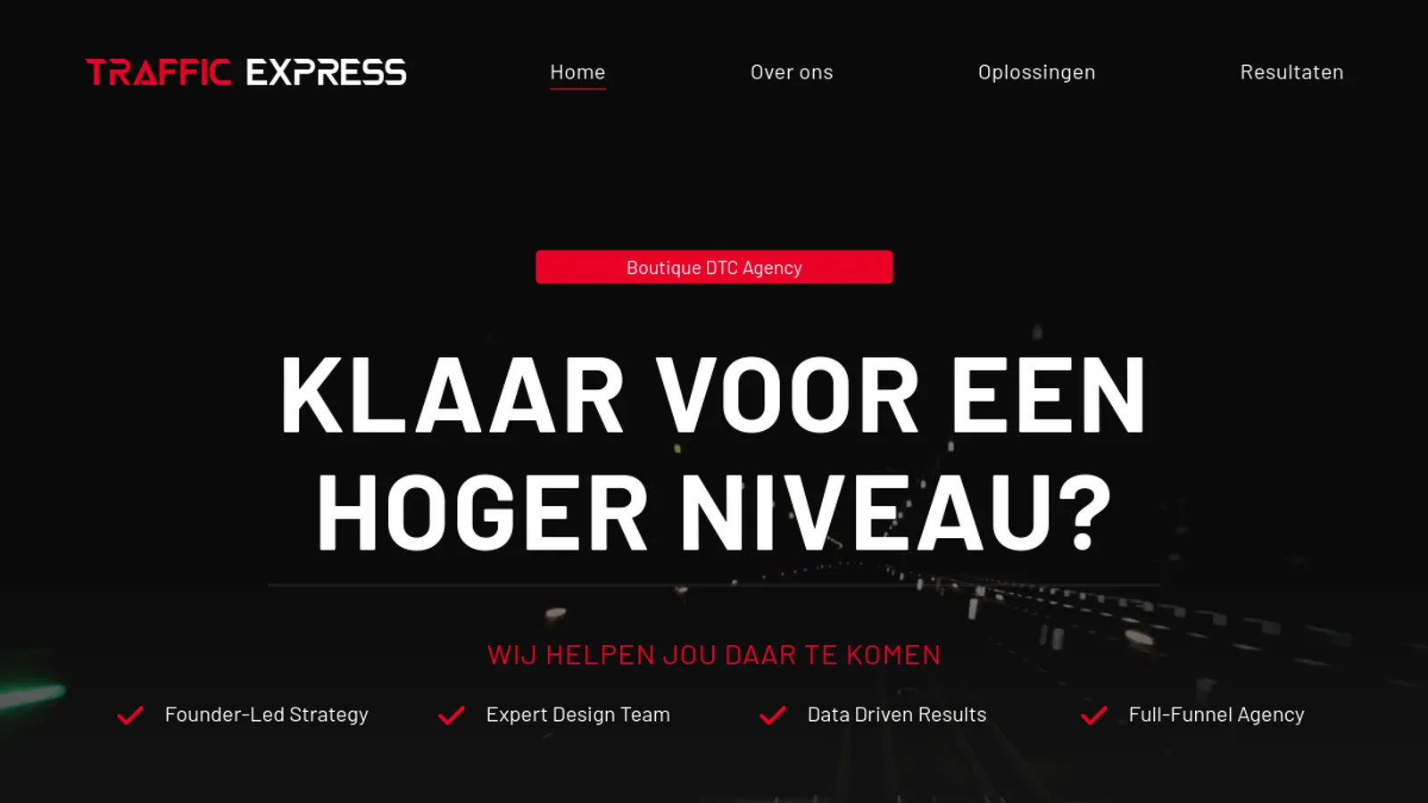 Screenshot of the Traffic Express homepage