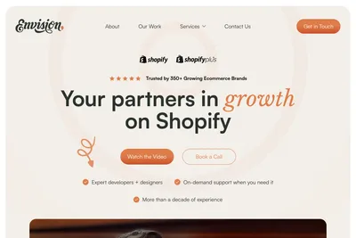 Screenshot of the Envision homepage